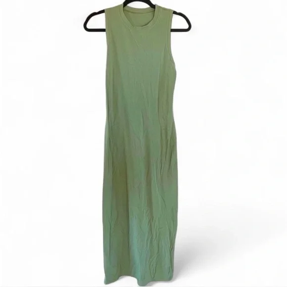 lululemon athletica Avocado Olive Green Sleeveless Midi Dress - Picture 3 of 7